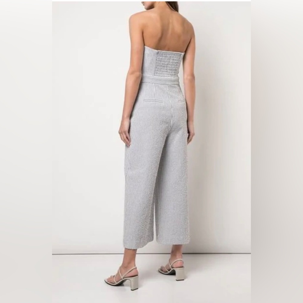 Veronica Beard Strapless Blue and White Pinstripe Jumpsuit - Picture 3 of 15
